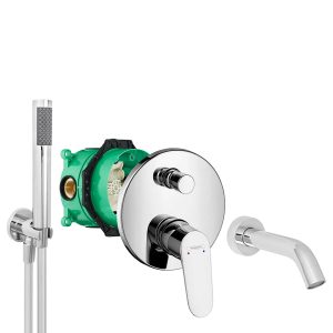 hansgrohe komplettes set badewanne unterputz wanneneinlauf badewanneneinlauf handbrause verchromt