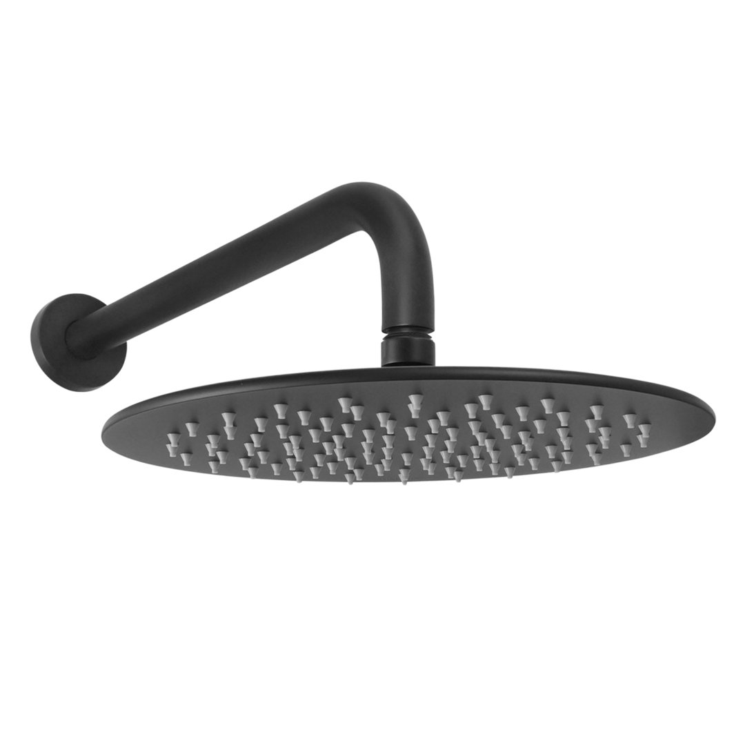 Welfenstein Regenbrause 25cm mit Zulaufarm HB10-ER25-PA schwarz matt rund