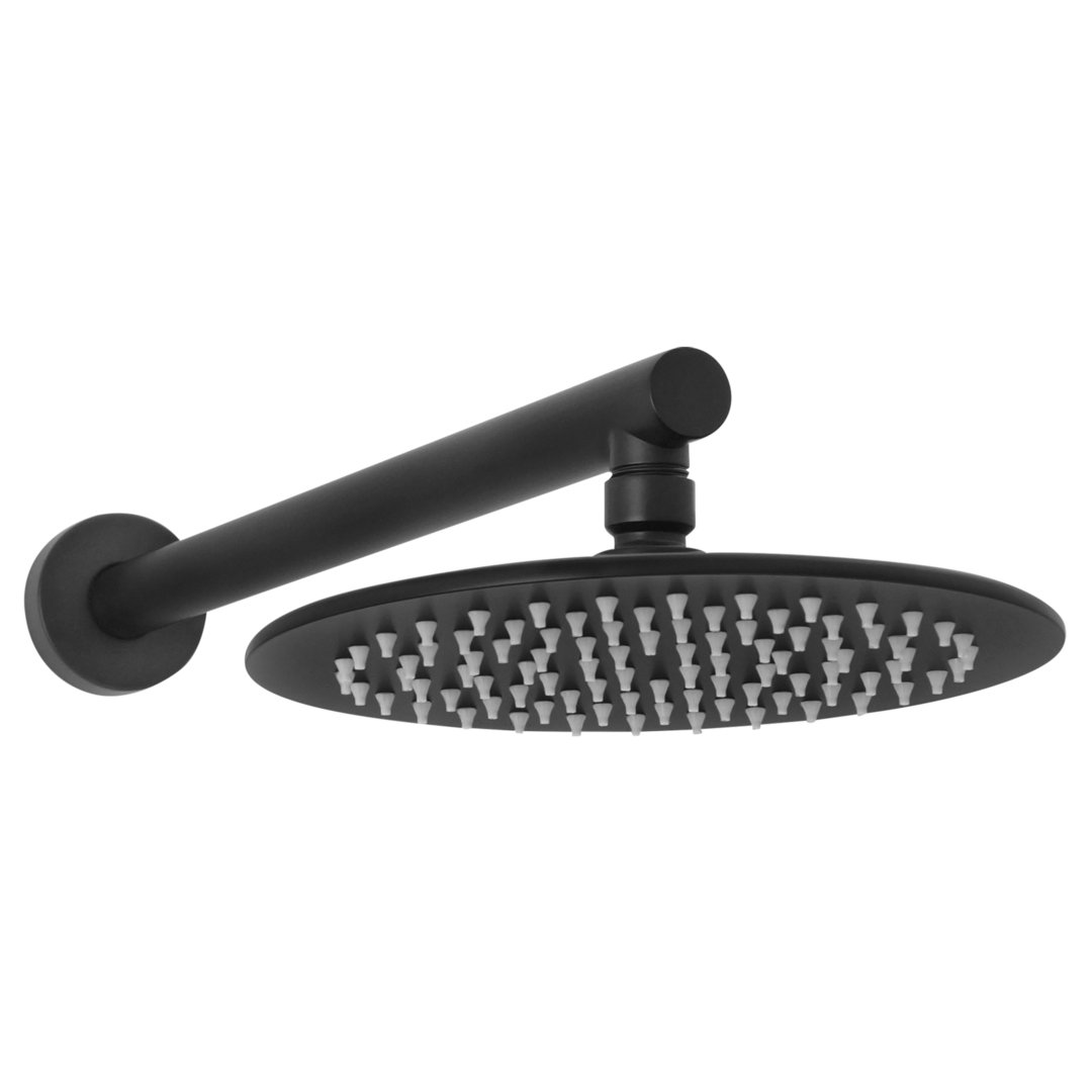 Welfenstein Regenbrause mit Zulaufarm HB122-ER20-PA schwarz matt rund