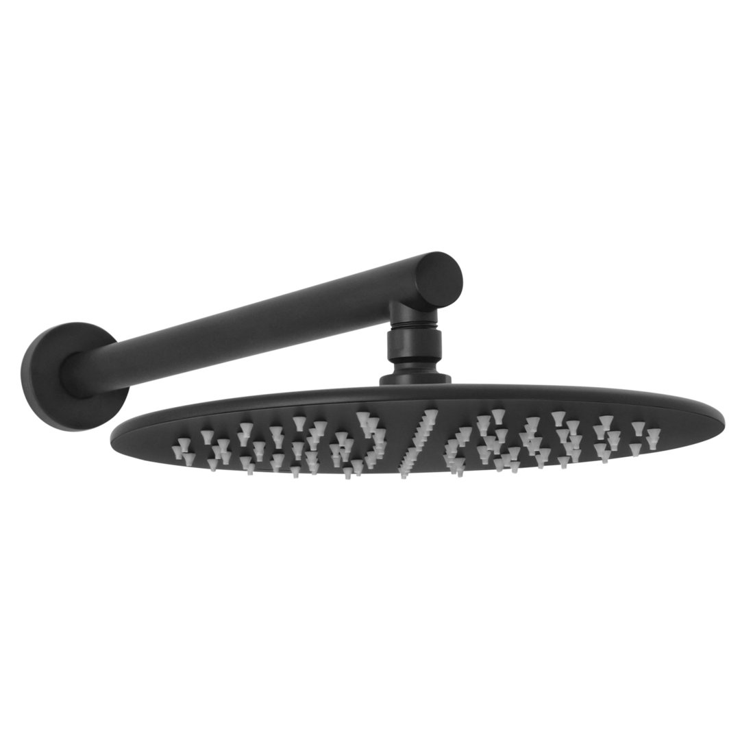 Welfenstein Regenbrause mit Zulaufarm HB122-ER25-PA schwarz matt rund