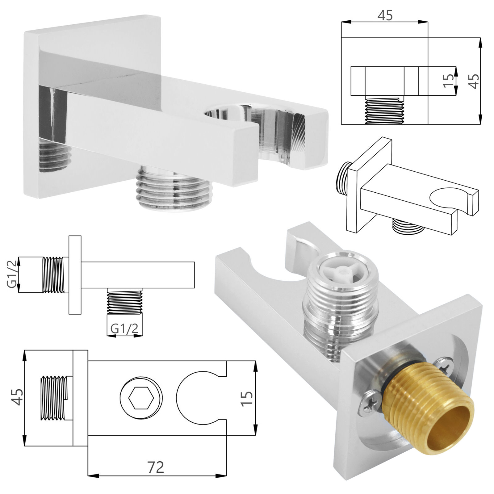 Welfenstein Wandanschlussbogen HC9 mit Brausehalterung – Bild 6