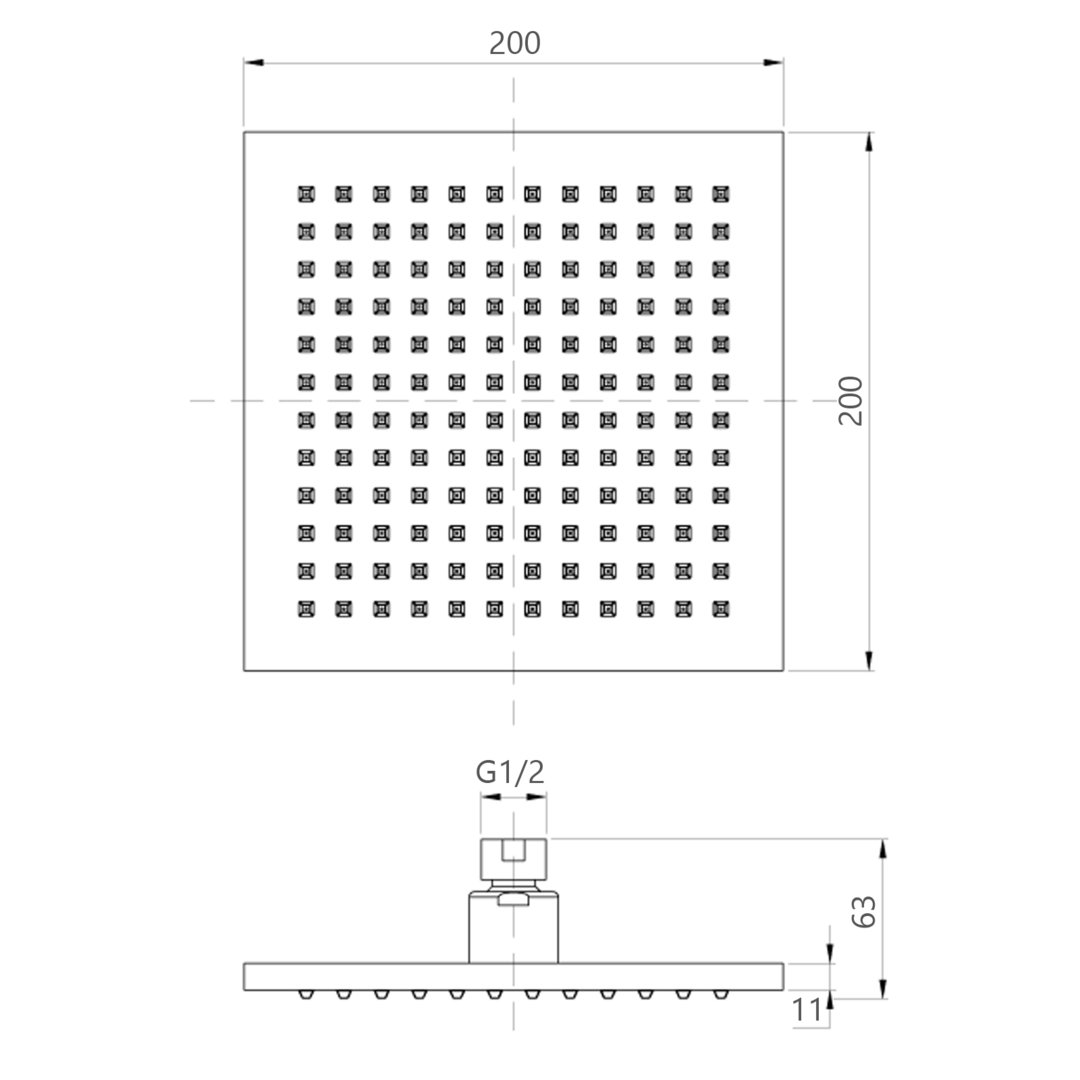 Welfenstein Regenbrause HS082 Messing 20x20cm – Bild 6
