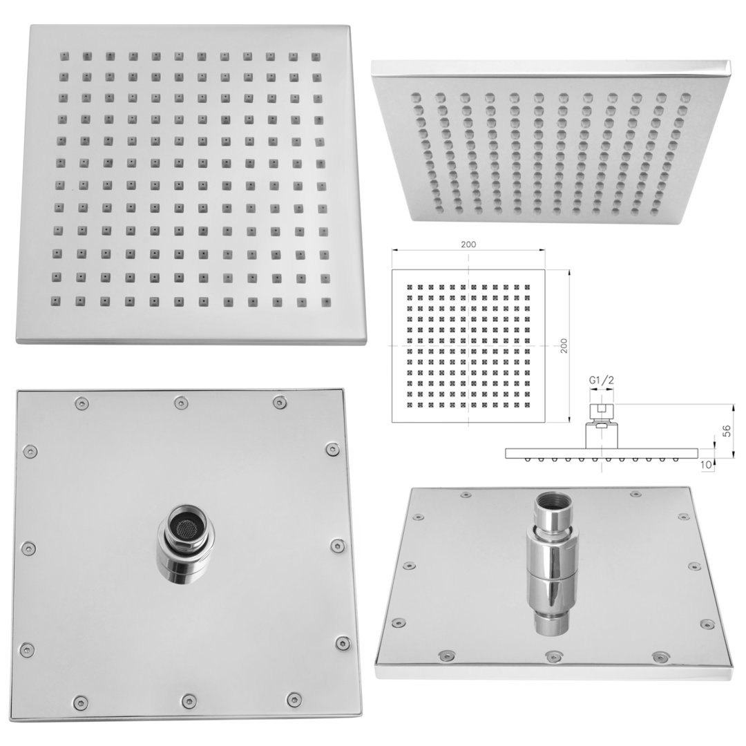 Welfenstein Regenbrause HS082 Messing 20x20cm – Bild 7