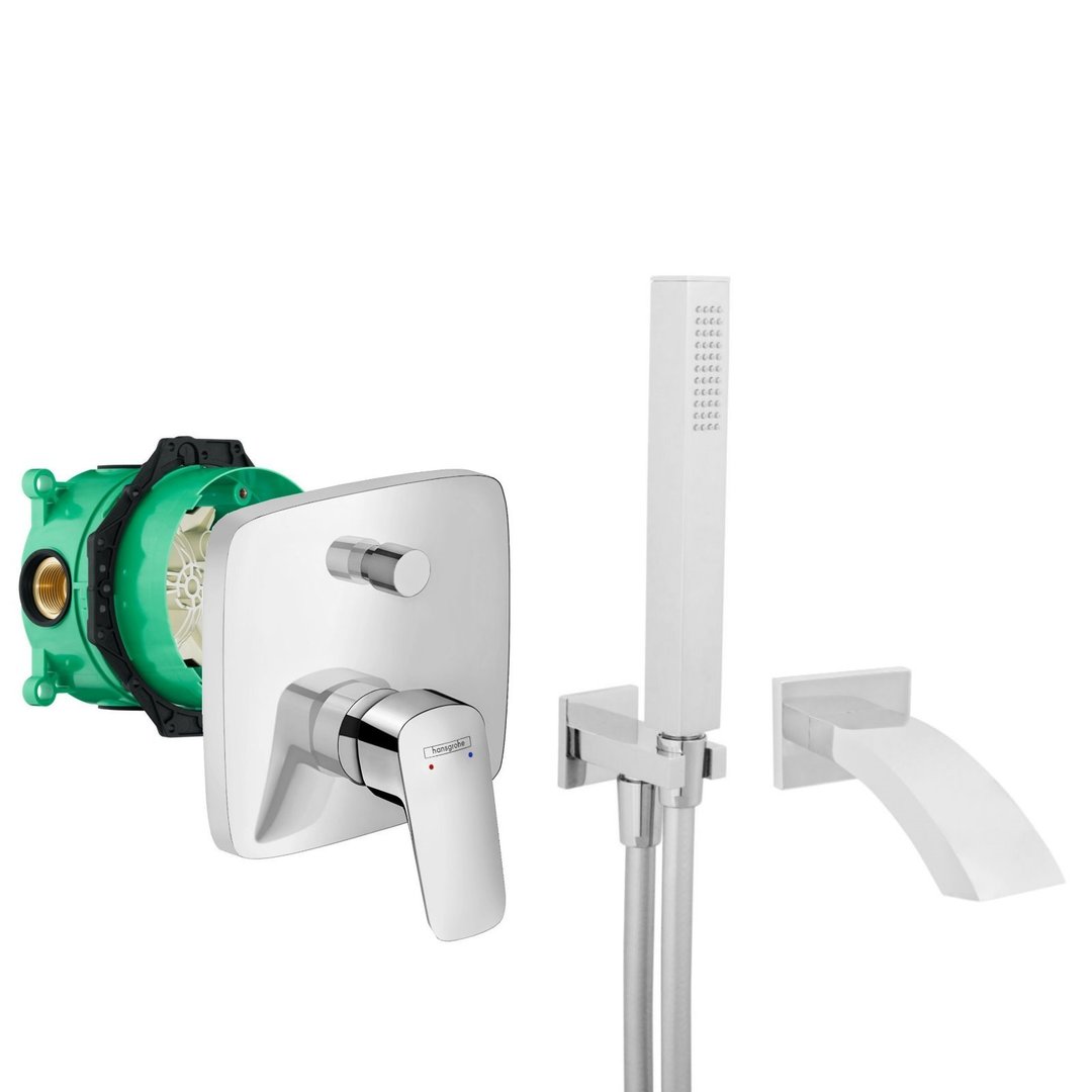 hansgrohe komplettes set badewanne unterputz wanneneinlauf badewanneneinlauf handbrause verchromt