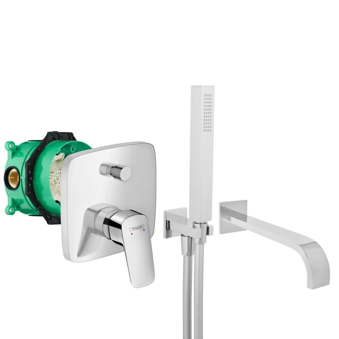 hansgrohe komplettes set badewanne unterputz wanneneinlauf badewanneneinlauf handbrause verchromt