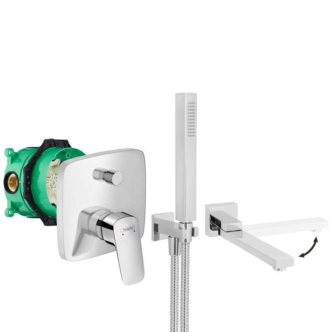hansgrohe komplettes set badewanne unterputz wanneneinlauf badewanneneinlauf handbrause verchromt