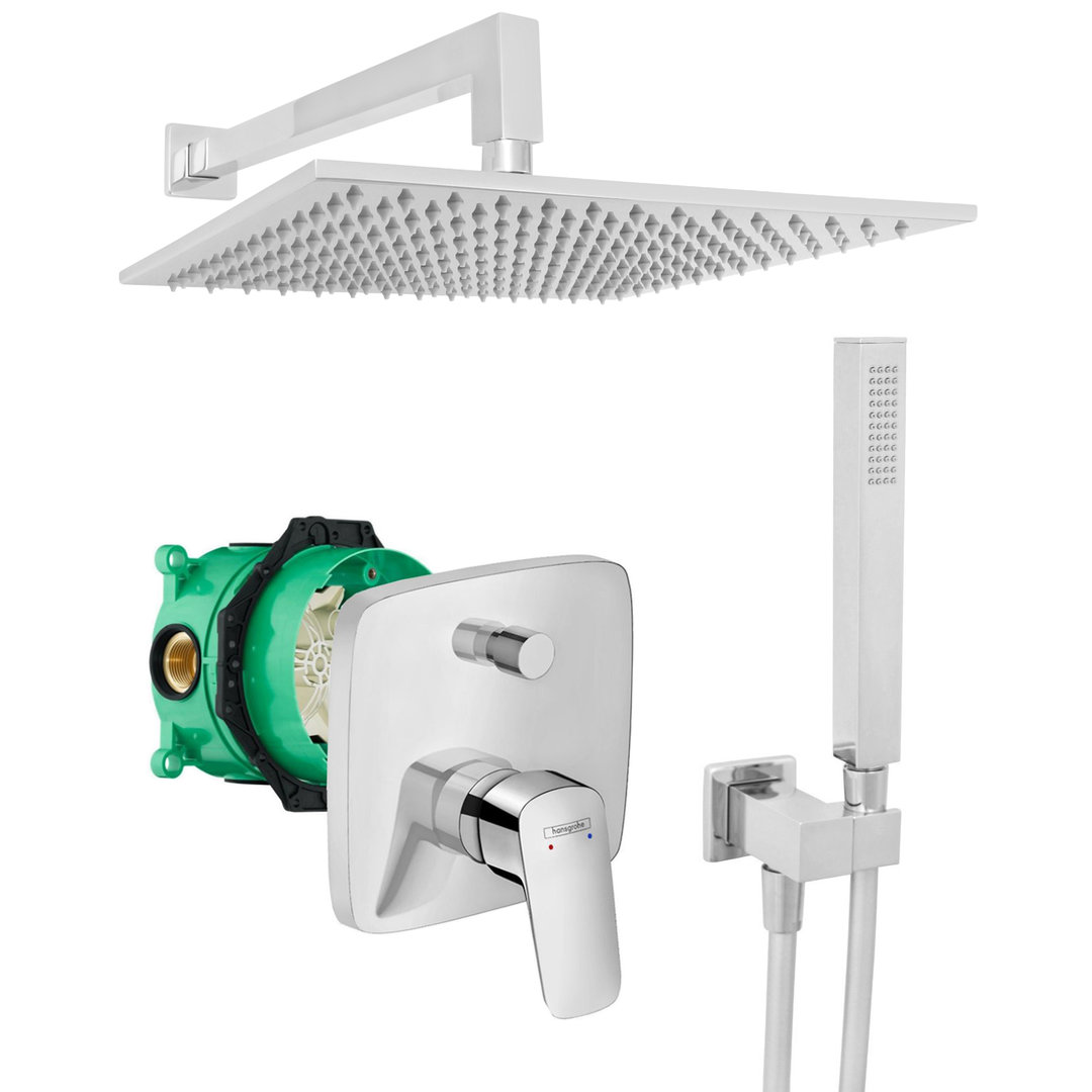 hansgrohe komplettes set dusche unterputz regendusche regenbrause zulaufarm handbrause verchromt