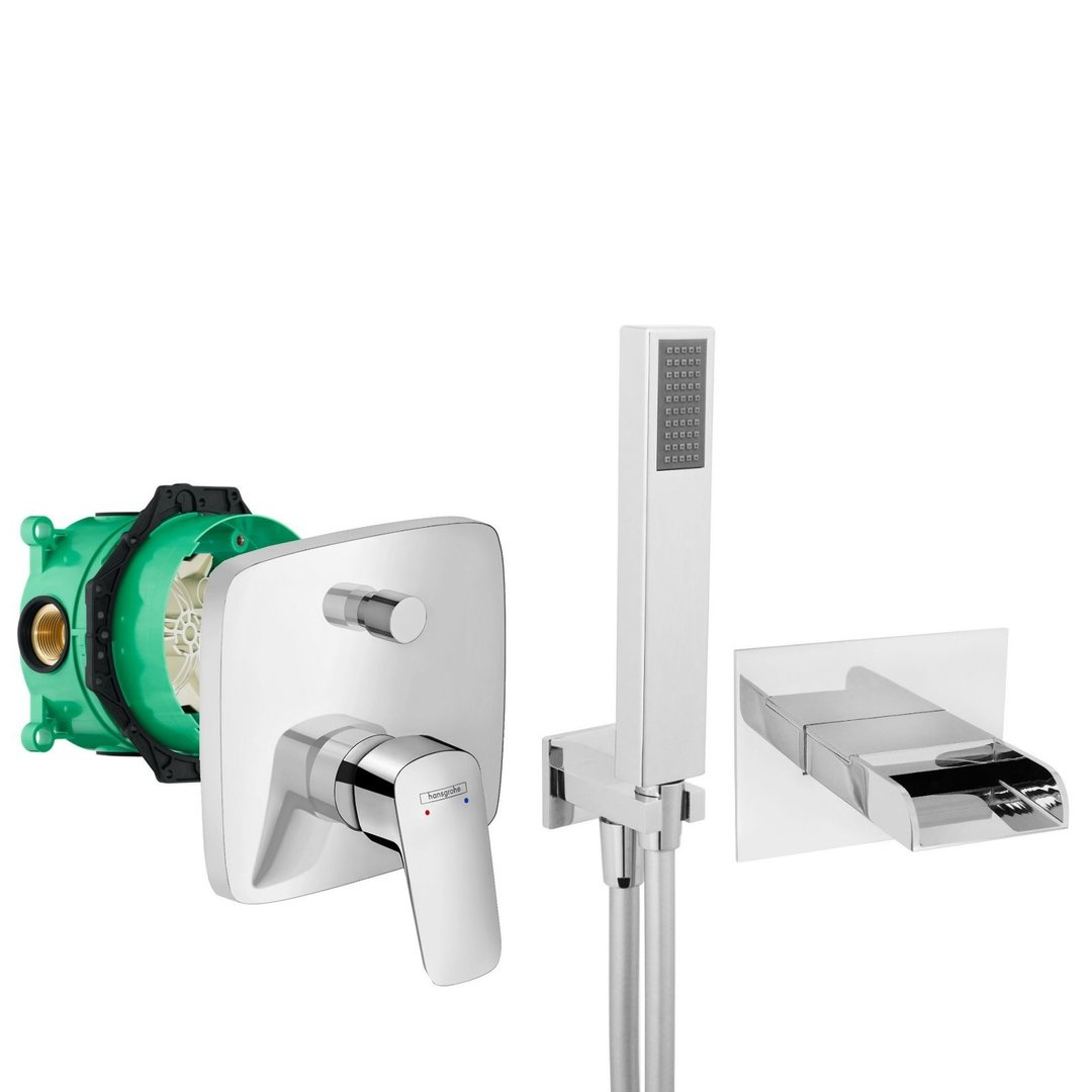 hansgrohe komplettes set badewanne unterputz wanneneinlauf badewanneneinlauf handbrause verchromt