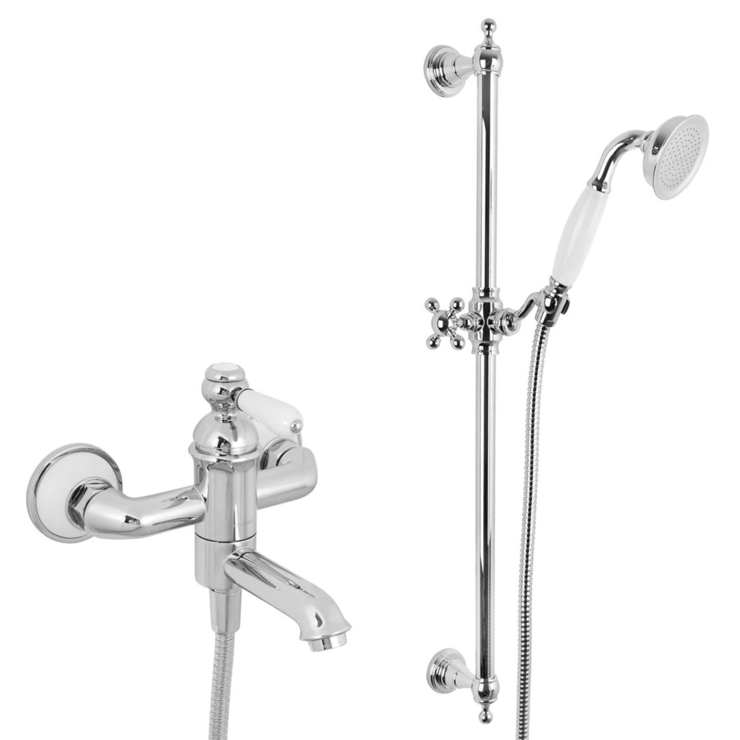 Welfenstein Nostalgie Badewannen-Set LX-41W mit Brausestange