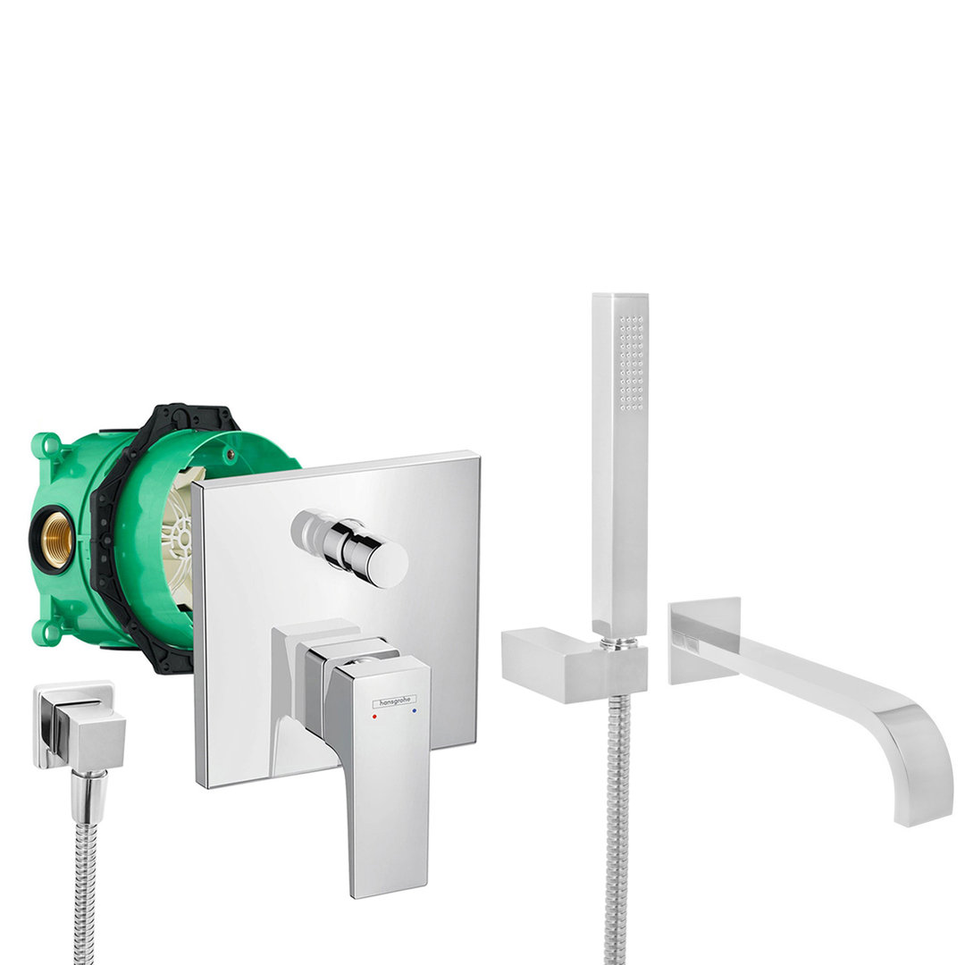 hansgrohe komplettes set badewanne unterputz wanneneinlauf badewanneneinlauf handbrause verchromt