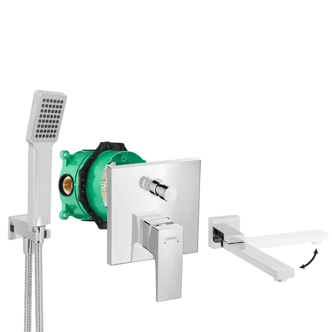 hansgrohe komplettes set badewanne unterputz wanneneinlauf badewanneneinlauf handbrause verchromt