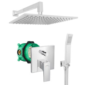 hansgrohe komplettes set dusche unterputz regendusche regenbrause zulaufarm handbrause verchromt