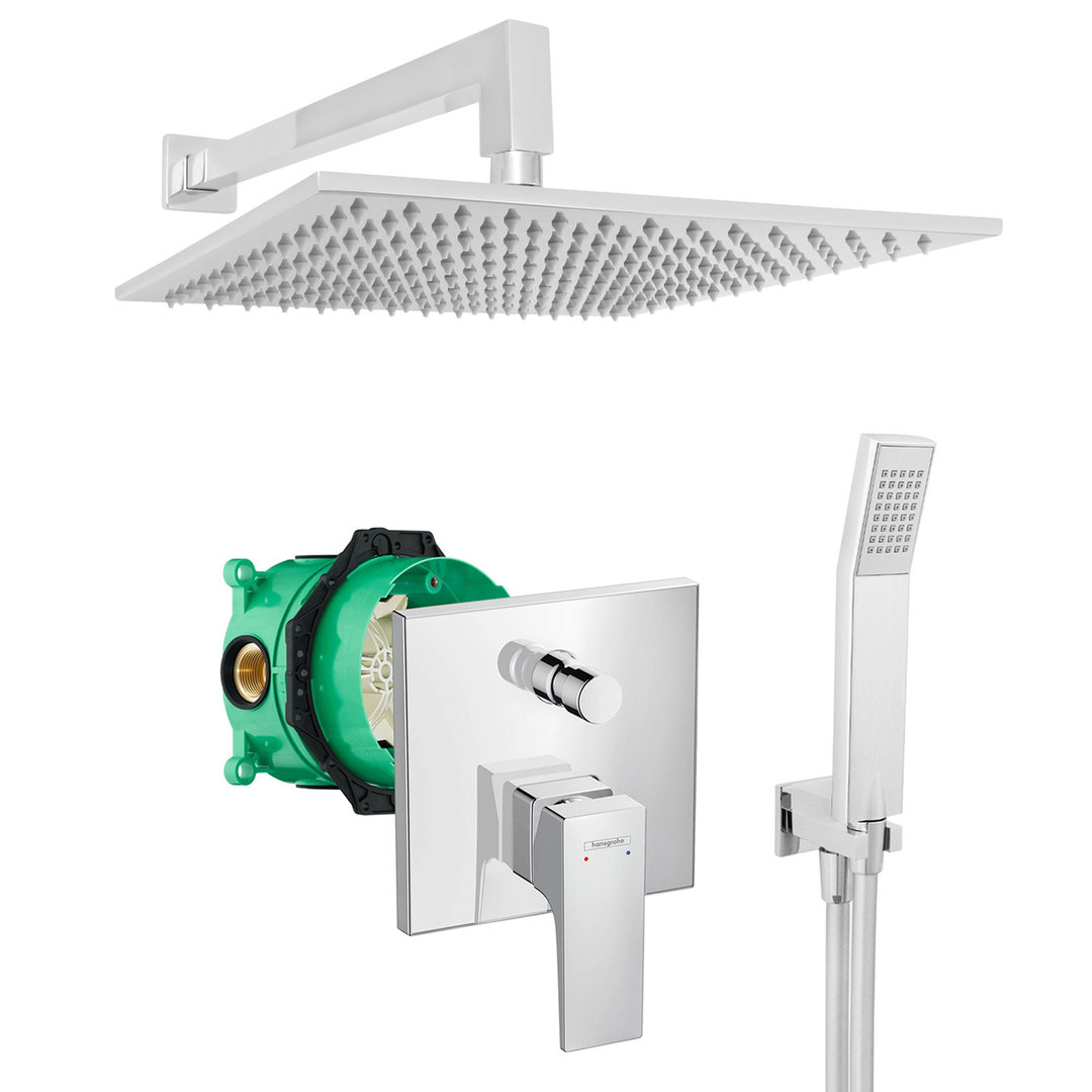 hansgrohe komplettes set dusche unterputz regendusche regenbrause zulaufarm handbrause verchromt