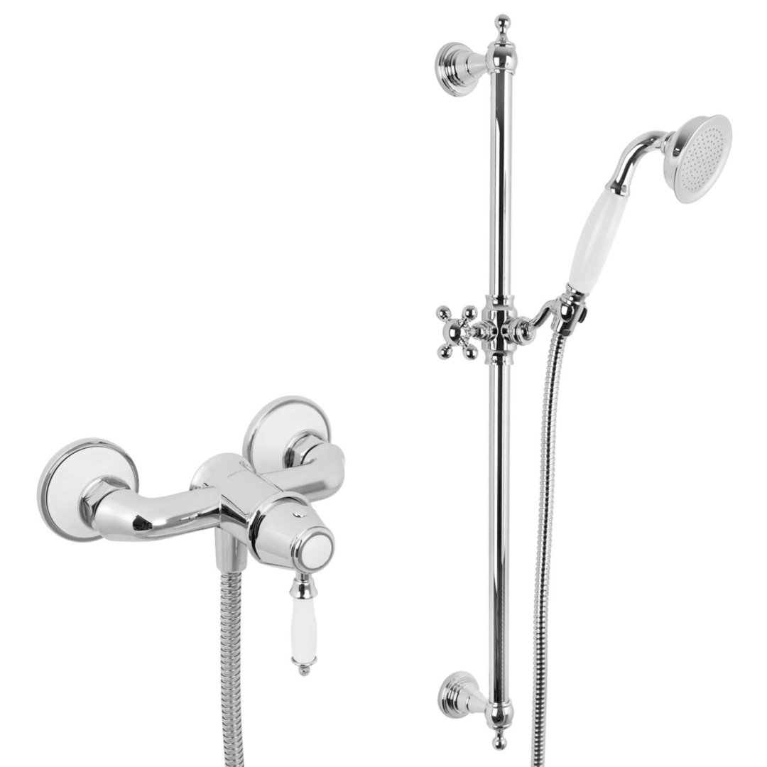 Welfenstein Nostalgie Aufputz-Duschset NY-41D mit Brausestange