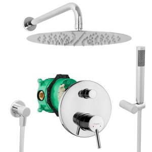 hansgrohe komplettes set dusche unterputz regendusche regenbrause zulaufarm handbrause verchromt