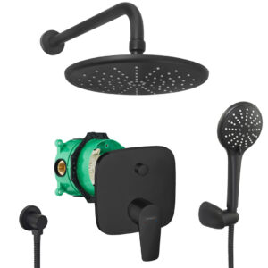 hansgrohe komplettes set dusche unterputz regendusche regenbrause zulaufarm handbrause schwarz matt
