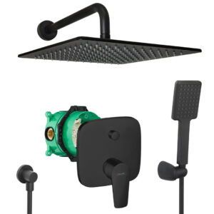 hansgrohe komplettes set dusche unterputz regendusche regenbrause zulaufarm handbrause schwarz matt