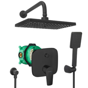 hansgrohe komplettes set dusche unterputz regendusche regenbrause zulaufarm handbrause schwarz matt