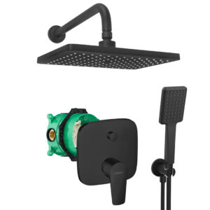 hansgrohe komplettes set dusche unterputz regendusche regenbrause zulaufarm handbrause schwarz matt