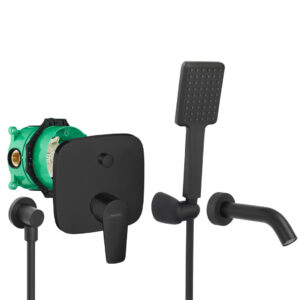 hansgrohe komplettes set badewanne unterputz wanneneinlauf badewanneneinlauf handbrause schwarz matt