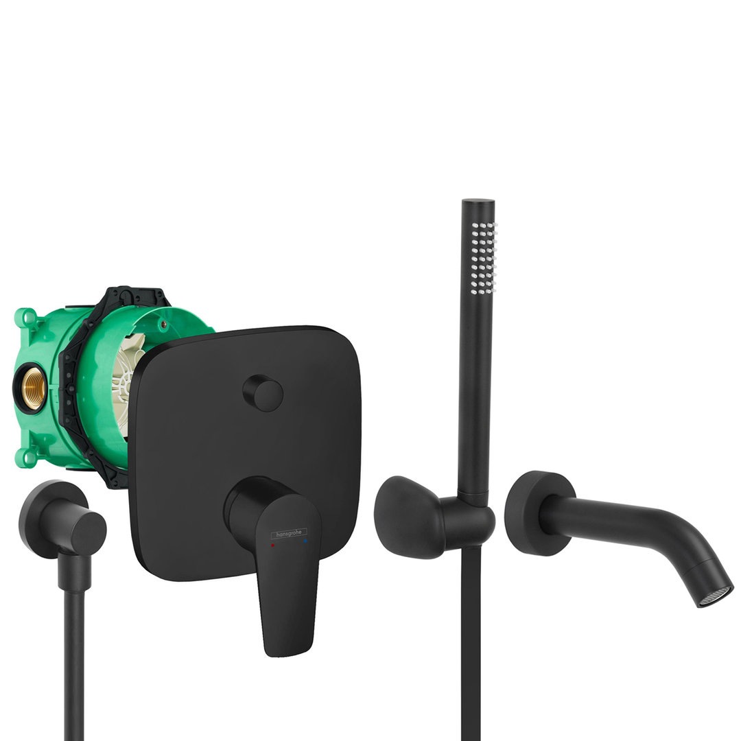 hansgrohe komplettes set badewanne unterputz wanneneinlauf badewanneneinlauf handbrause schwarz matt