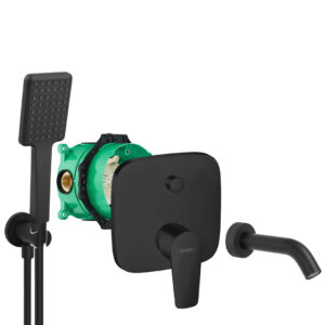 hansgrohe komplettes set badewanne unterputz wanneneinlauf badewanneneinlauf handbrause schwarz matt