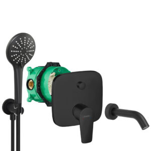 hansgrohe komplettes set badewanne unterputz wanneneinlauf badewanneneinlauf handbrause schwarz matt