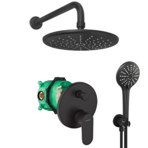 hansgrohe komplettes set dusche unterputz regendusche regenbrause zulaufarm handbrause schwarz matt