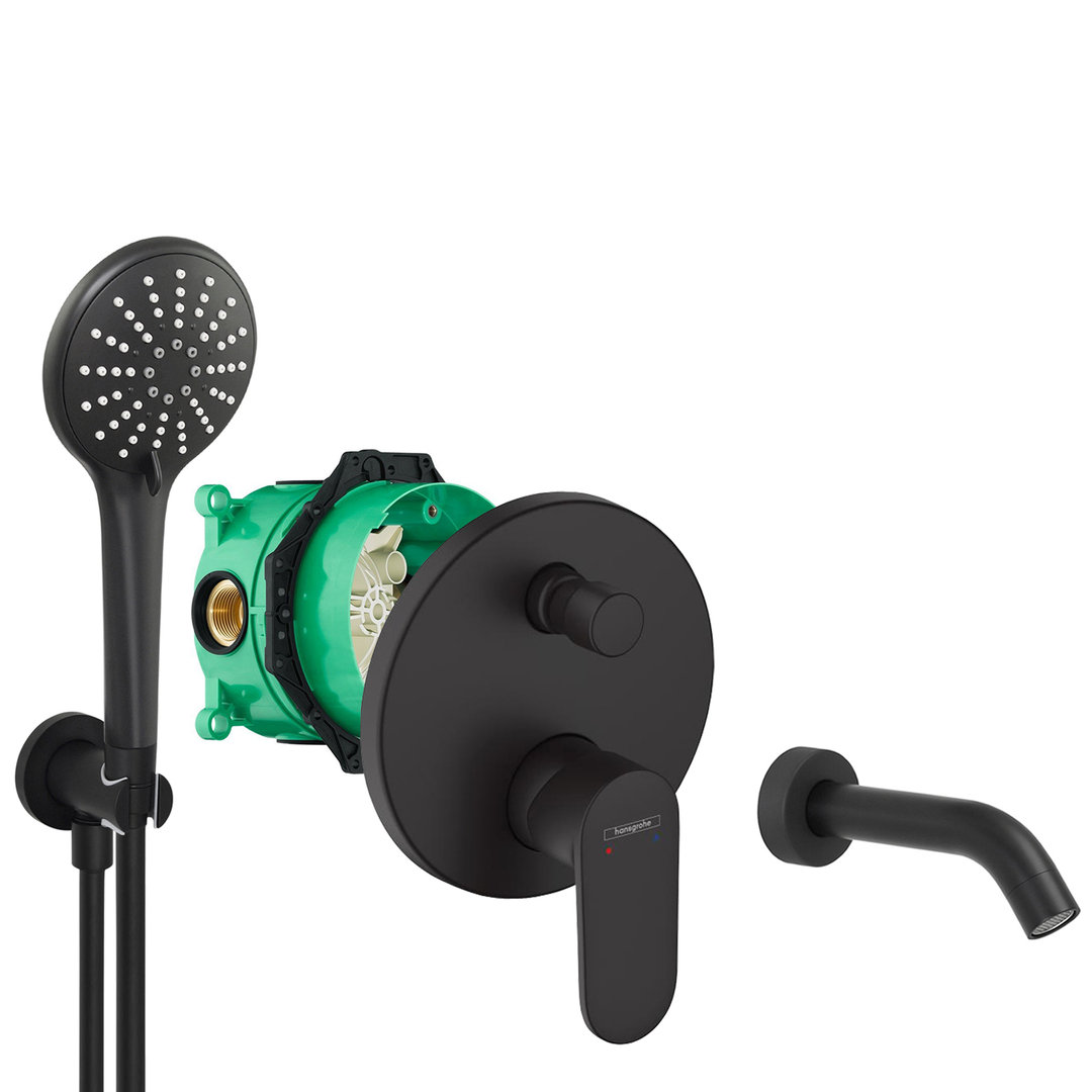 hansgrohe komplettes set badewanne unterputz wanneneinlauf badewanneneinlauf handbrause schwarz matt