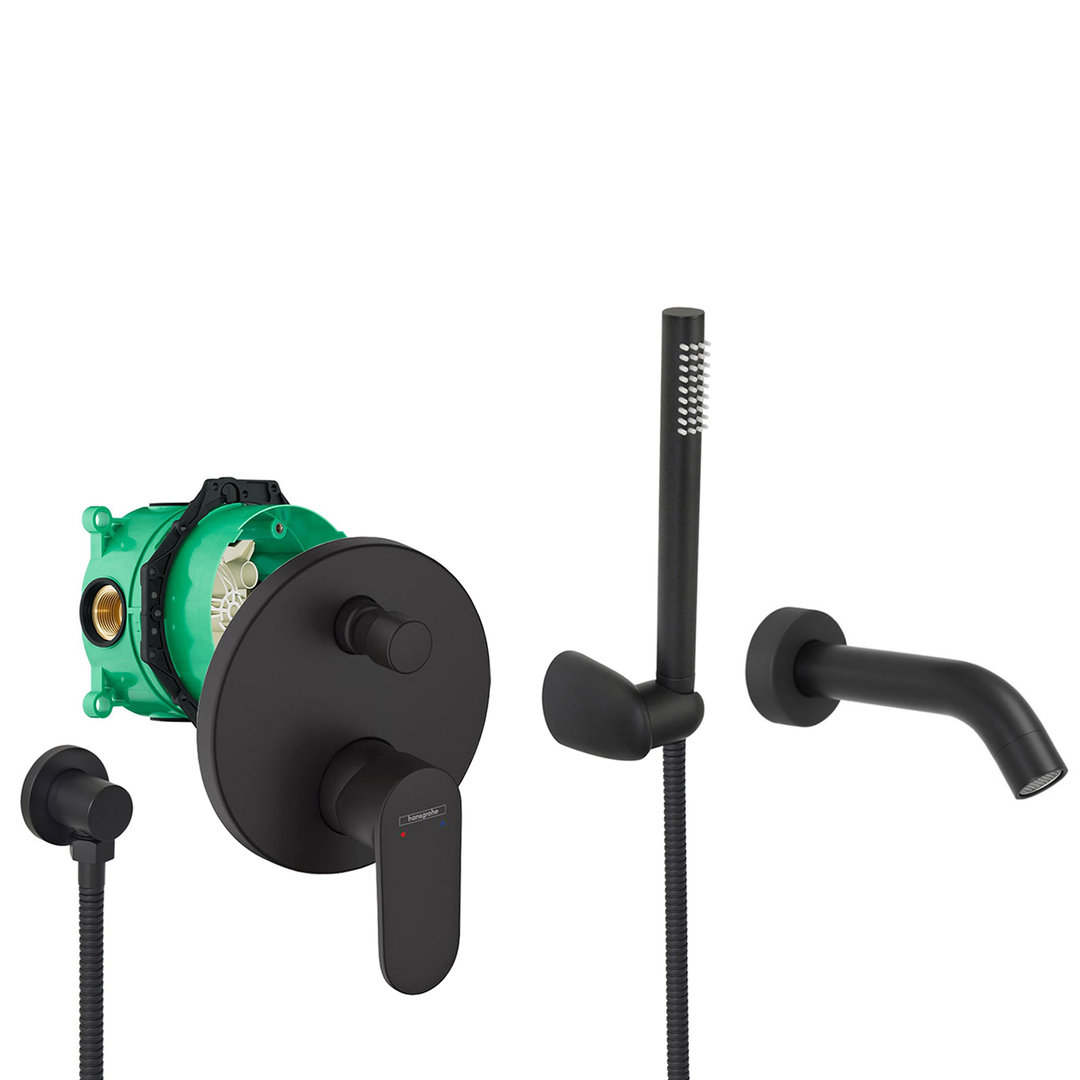 hansgrohe komplettes set badewanne unterputz wanneneinlauf badewanneneinlauf handbrause schwarz matt
