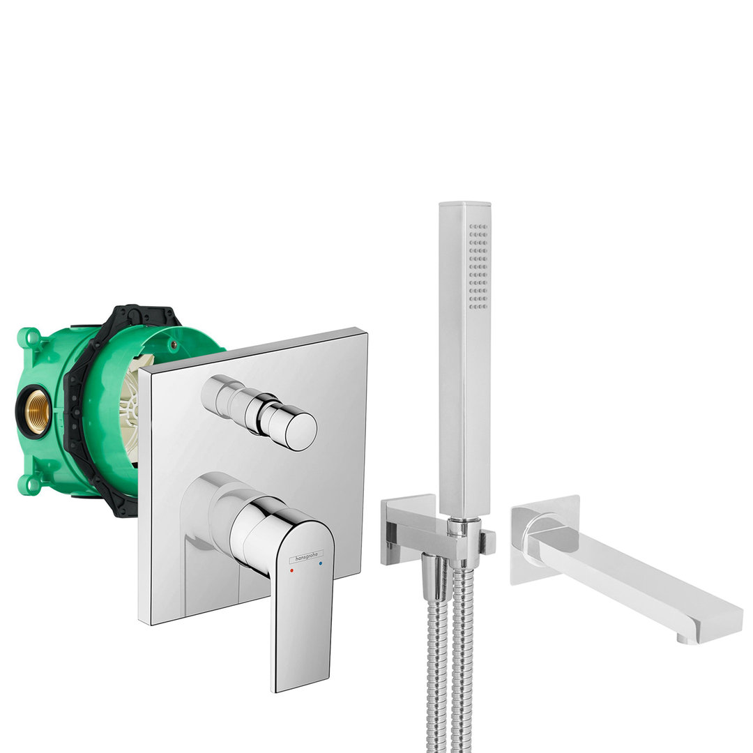 hansgrohe komplettes set badewanne unterputz wanneneinlauf badewanneneinlauf handbrause verchromt