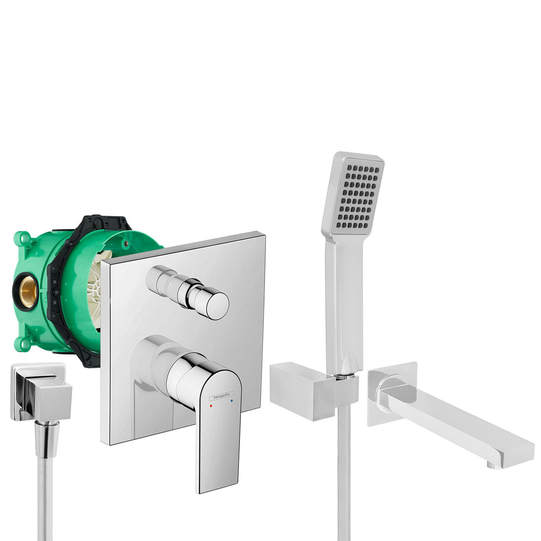 hansgrohe komplettes set badewanne unterputz wanneneinlauf badewanneneinlauf handbrause verchromt