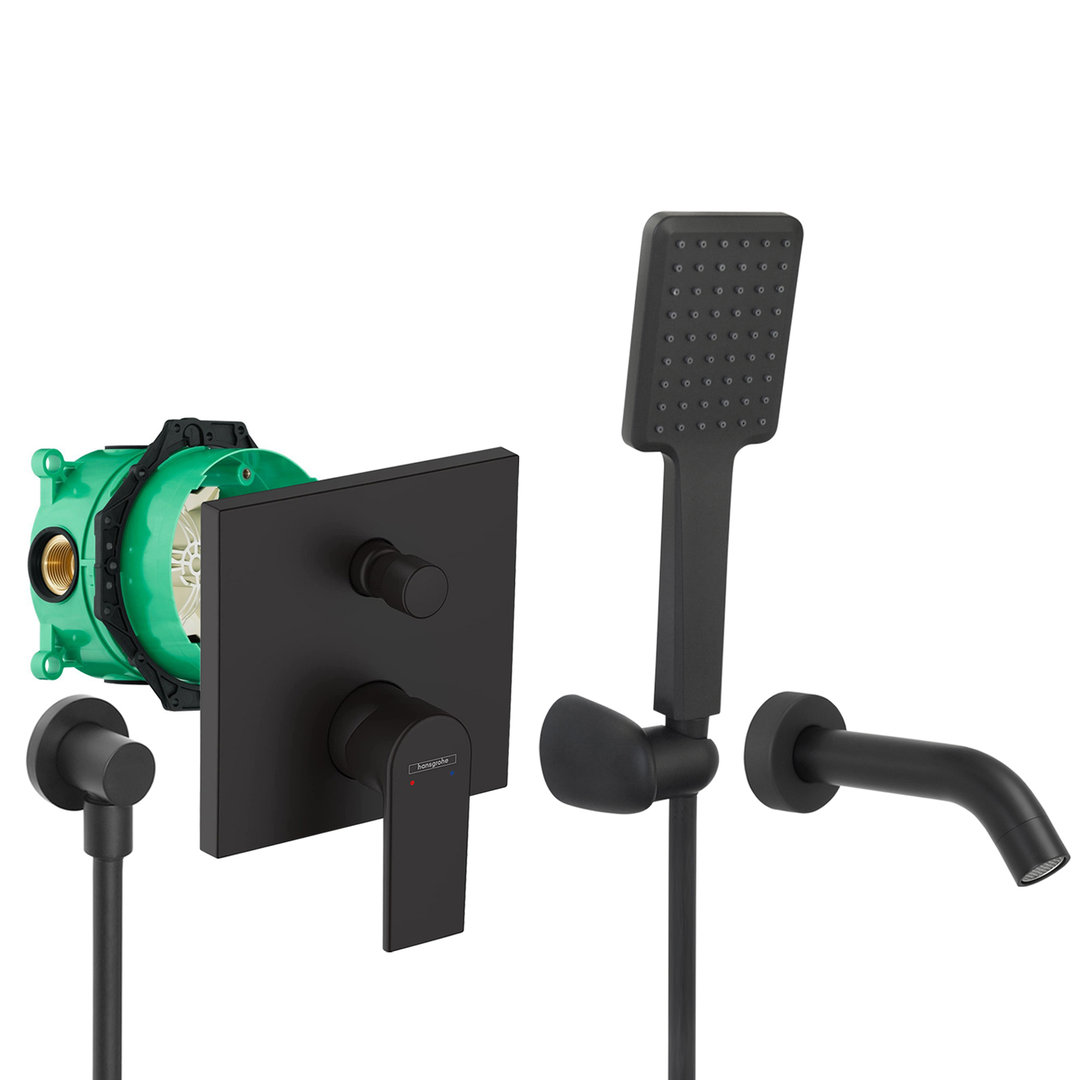 hansgrohe komplettes set badewanne unterputz wanneneinlauf badewanneneinlauf handbrause schwarz matt