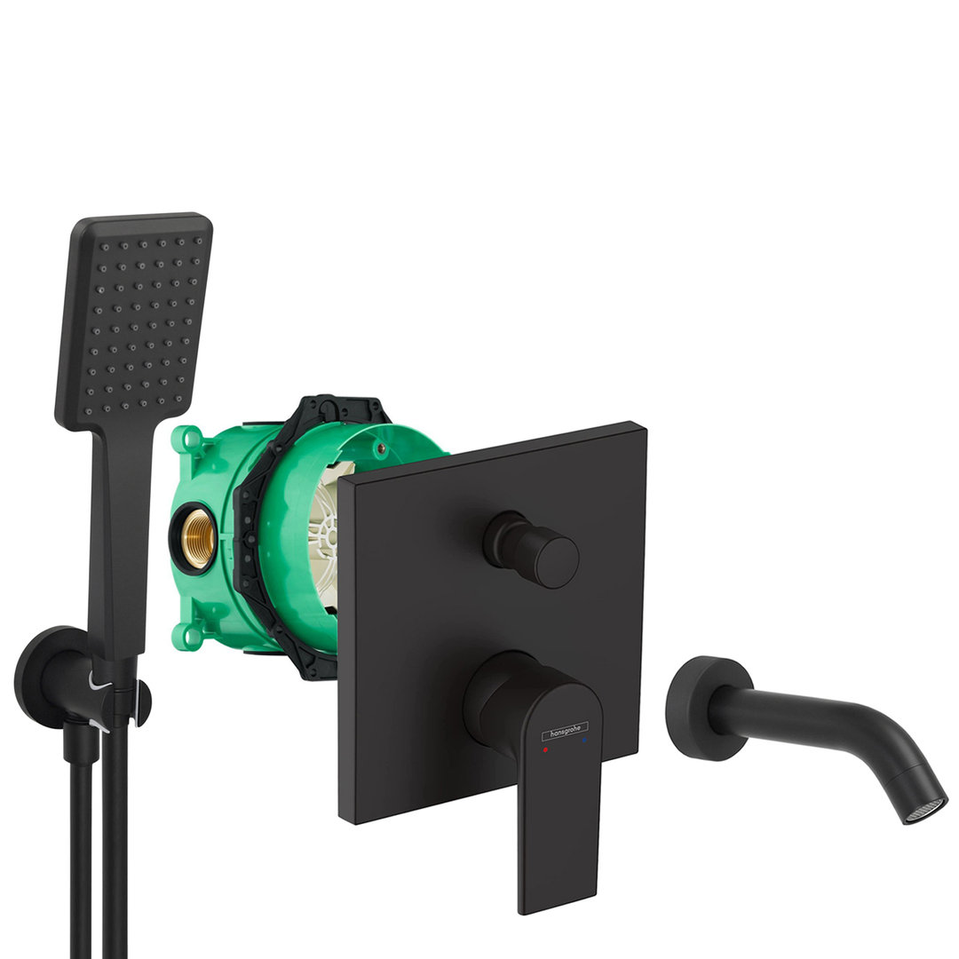hansgrohe komplettes set badewanne unterputz wanneneinlauf badewanneneinlauf handbrause schwarz matt