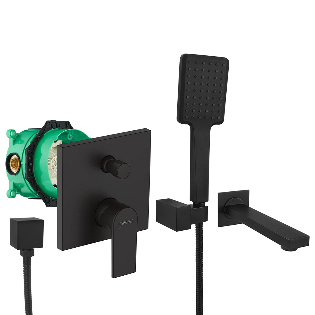 hansgrohe komplettes set badewanne unterputz wanneneinlauf badewanneneinlauf handbrause schwarz matt