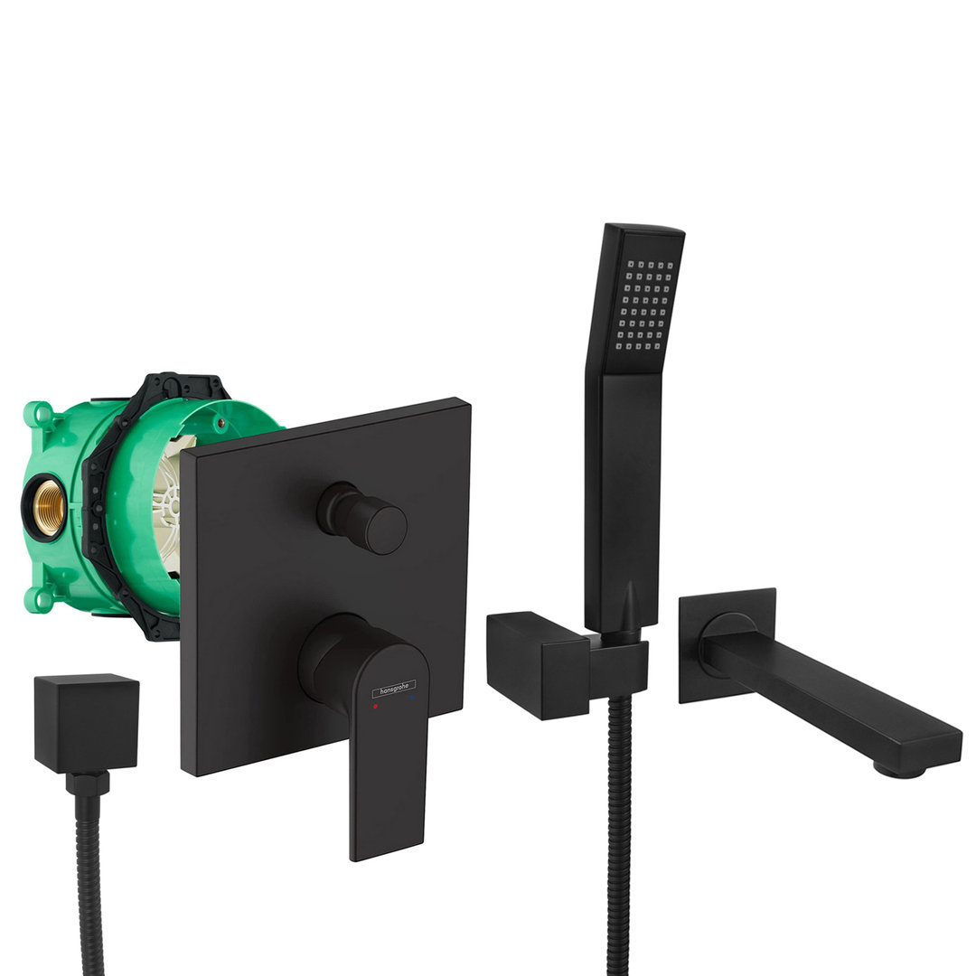 hansgrohe komplettes set badewanne unterputz wanneneinlauf badewanneneinlauf handbrause schwarz matt