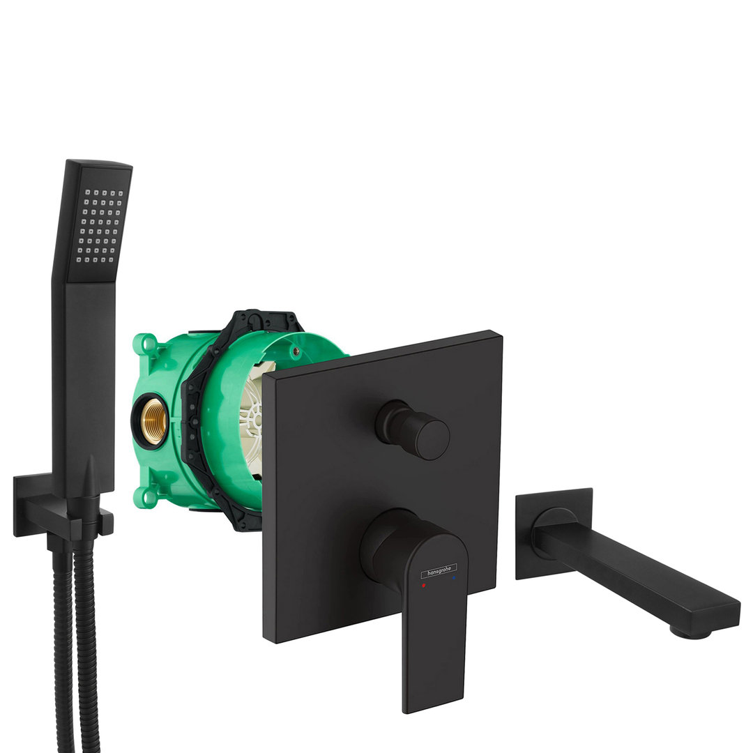 hansgrohe komplettes set badewanne unterputz wanneneinlauf badewanneneinlauf handbrause schwarz matt