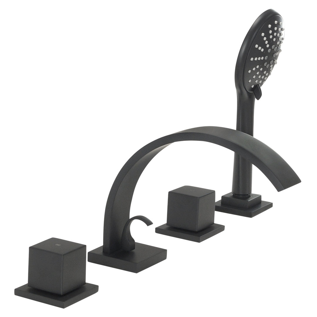 Welfenstein 4-Loch Wannenrandarmatur WRA-78PA2 schwarz matt