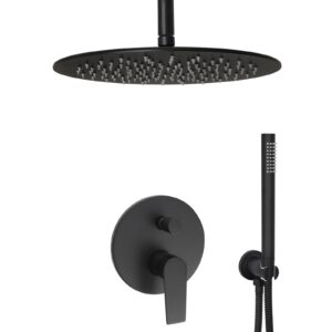 komplettes set dusche unterputz regendusche regenbrause deckenarm deckenzulauf handbrause schwarz matt