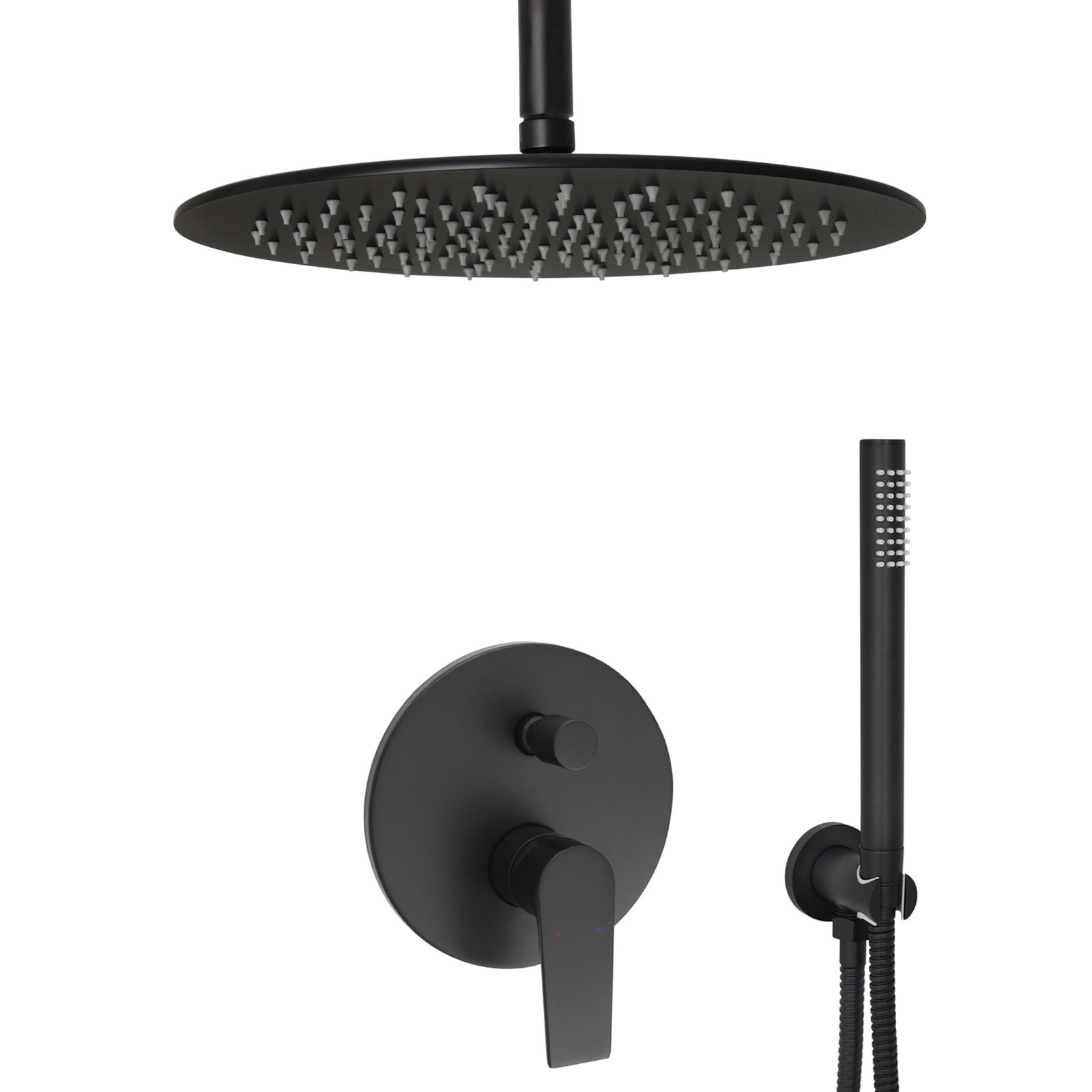 komplettes set dusche unterputz regendusche regenbrause deckenarm deckenzulauf handbrause schwarz matt