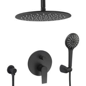 komplettes set dusche unterputz regendusche regenbrause deckenarm deckenzulauf handbrause schwarz matt