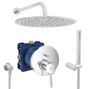 grohe komplettes set dusche unterputz regendusche regenbrause zulaufarm handbrause verchromt