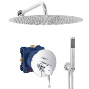 grohe eurocube komplettes set dusche unterputz regendusche regenbrause zulaufarm handbrause verchromt