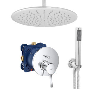 grohe eurocube komplettes set dusche unterputz regendusche regenbrause zulaufarm handbrause verchromt