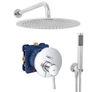 grohe eurocube komplettes set dusche unterputz regendusche regenbrause zulaufarm handbrause verchromt