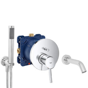 grohe eurocube concetto komplettes set badewanne unterputz wanneneinlauf badewanneneinlauf handbrause verchromt