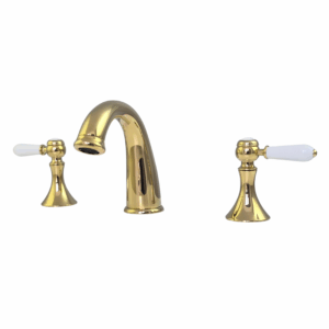 welfenstein nostalgie retro landhaus englisch hellgold gold goldfarben 3-Loch armatur 3L-12 waschtisch waschbecken wasserhahn